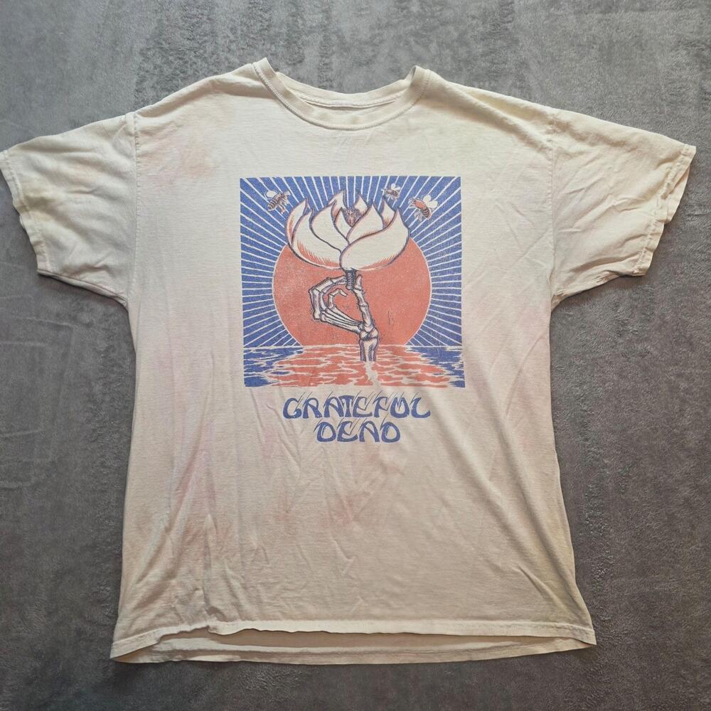 Grateful Dead Shirt Mens M/L White Lotus Skeleton Graphic Band T-Shirt